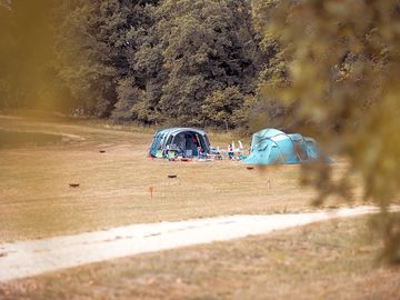 Non-electric grass tent pitch