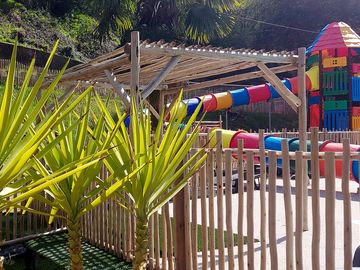 The pool complex with waterslides