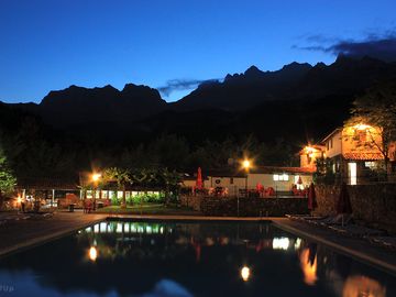 The swimming pool at night