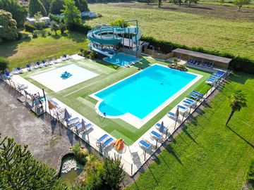Aerial view of the pools