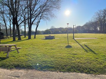 Camping field in the morning