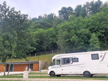 Large pitches next to the toilets