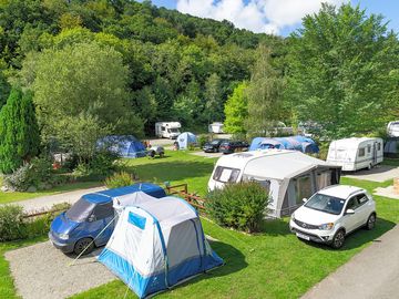 Spacious pitches with car parking