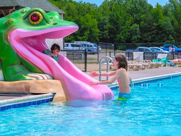 Outdoor pool with kids' slides