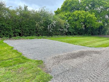 Gravel pitch plus grass to the side for tables & chairs / awnings (added by manager 12 may 2023)