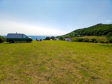 Lovely meadow pitches overlooking the sea