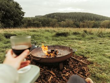 A drink by the firepit