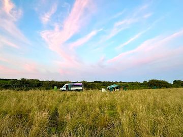 Sunset skies over the site