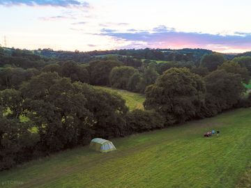 Aerial shot of sunset over the site