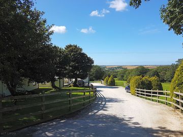 Road leading to the cottages and the pub