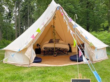Inside view of the tent: 2 double camp beds