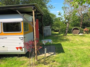 Outside the caravan