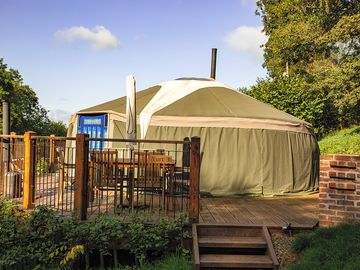 All yurt have a brick barbecue and outdoor seating