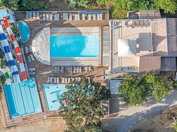 Aerial view of the pool complex