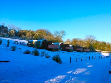 The pods are warm and cosy even on a snowy day