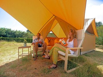 Shade under the glamping tent