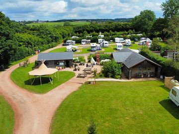 Aerial photo of the reception and the toilets
