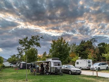 Our grass pitches with views over sierra de guadarrama national park.