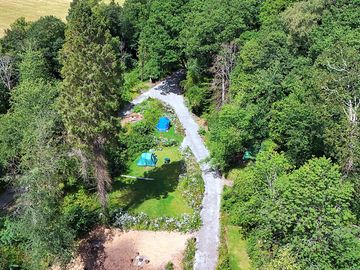 Our woodland campsite from above