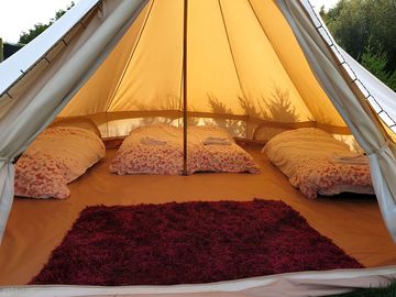 Five airbeds included, bedding available to hire