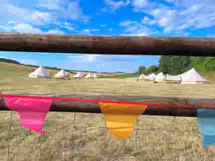 Bell tents on a very hot day
