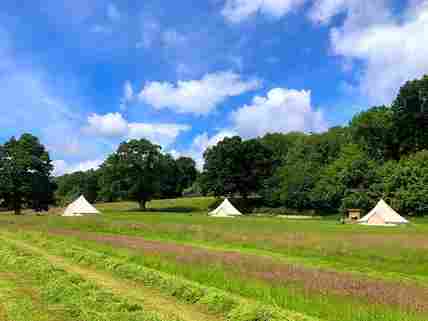 Bell tents pitched well away from each other for privacy