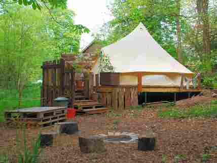 The Beautiful Bell Tent at The Woodland Retreat in Fishbourne on the Isle Of Wight