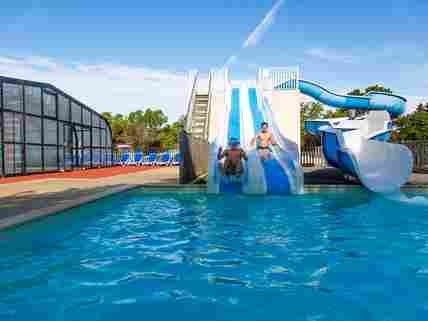 Water slides at the outdoor swimming pool
