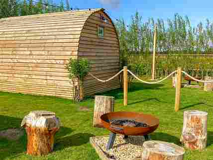 Camping pod and firepit