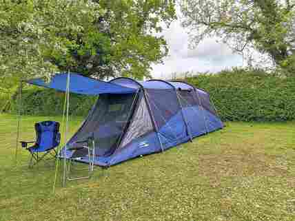 Tent set up on the pitch