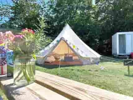 The bell tent has its own private shower room and toilet.
