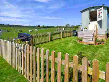 Shepherd's hut in your own enclosed area, with barbecue and seating area