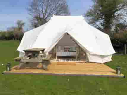 The tent and decking area