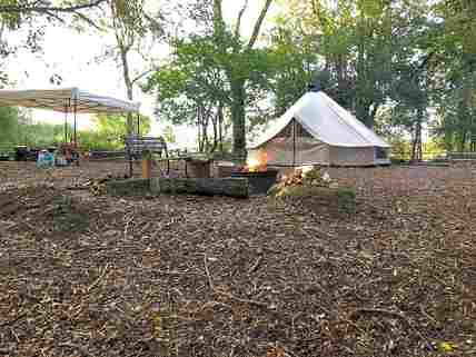 The wooded hideaway with a fab bell tent belonging to some happy guests