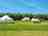 Rolling Fields Glamping: Long meadow grass and wildflowers separating the tents