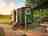 Upper House Glamping: Patio, sail shade and hut with double doors open