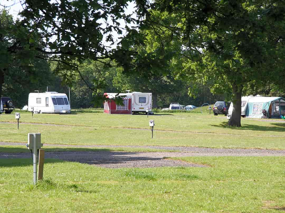 The Hop Farm: Looking across part of the hardstanding area and some of the grass optional electric pitches