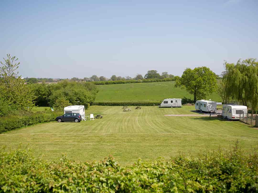 The Masons Arms: Looking down across the camping field