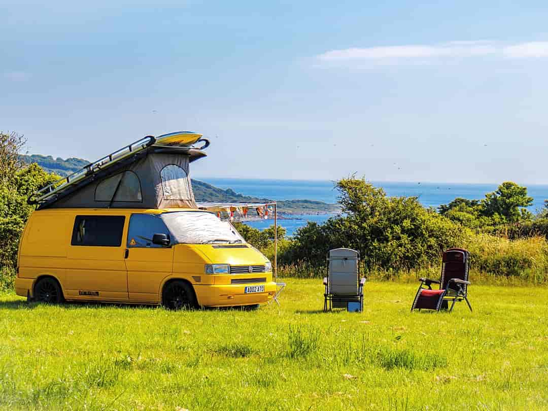 Coverack Camping at Penmarth Farm: Bay Field small camper van