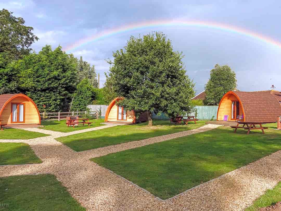 King's Lynn Caravan and Camping Park: Pods area and rainbow (photo added by manager on 06/07/2022)