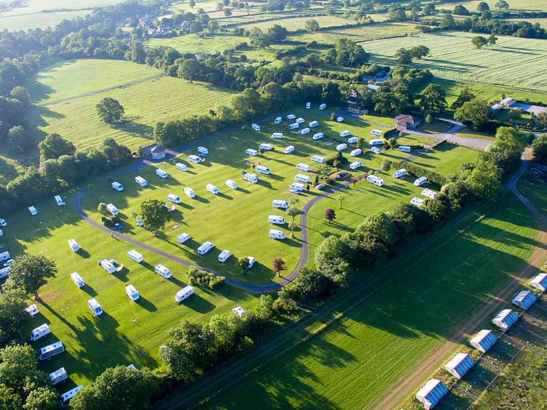 Constable Burton Hall Caravan Park: Aerial photo of the spacious pitches