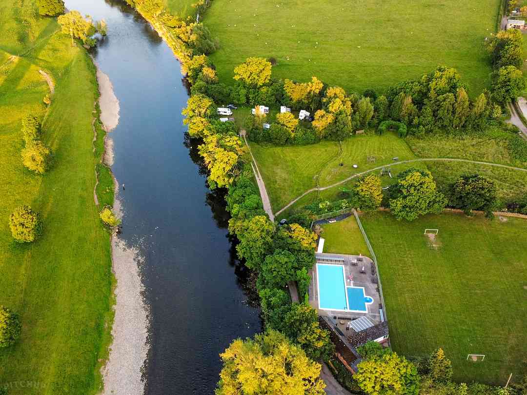 Lazonby Campsite: Aerial view of the site (photo added by manager on 31/08/2022)