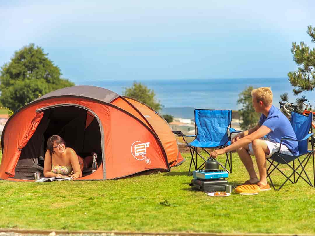 Ladram Bay Holiday Park: Great sea views from the pitches