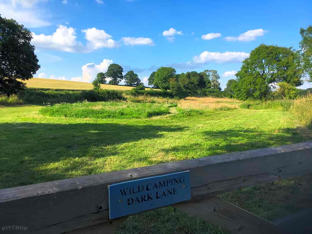 Wild Camping at Dark Lane: View of camping field from main gate