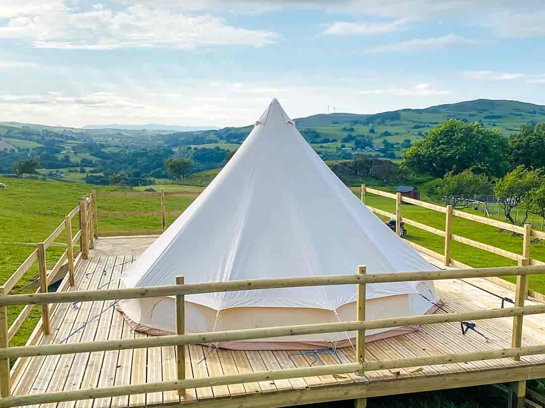 Ty Bach Holidays: Summers view bell tent on its own decking (photo added by manager on 19/04/2023)