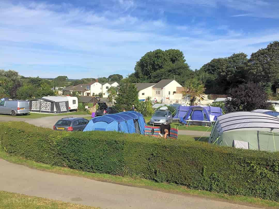 Calloose Caravan Park: View from our no.1 pitch to lower pitches