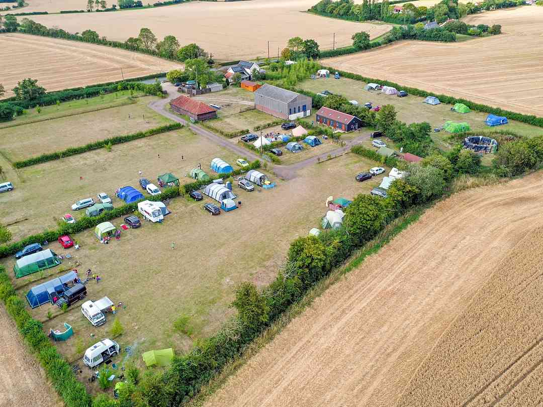 Aerial view of site (photo added by manager on 30/08/2022) The Croft Campsite: Aerial view of site (photo added by manager on 30/08/2022)