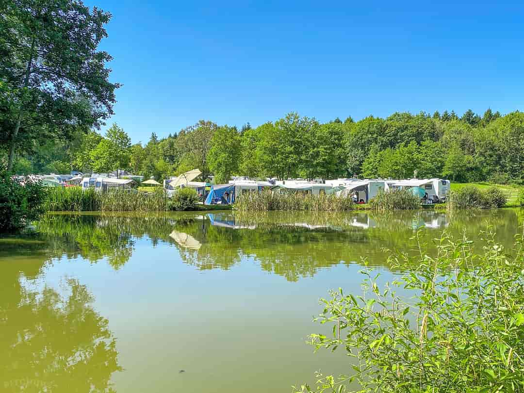 Lyons Gate Holiday Park: Pitches by the lake