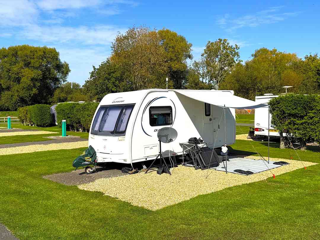 Fully serviced pitch with hard standing and shingle awning base (photo added by manager on 10/02/2025) Meadowbank Holidays: Fully serviced pitch with hard standing and shingle awning base (photo added by manager on 10/02/2025)