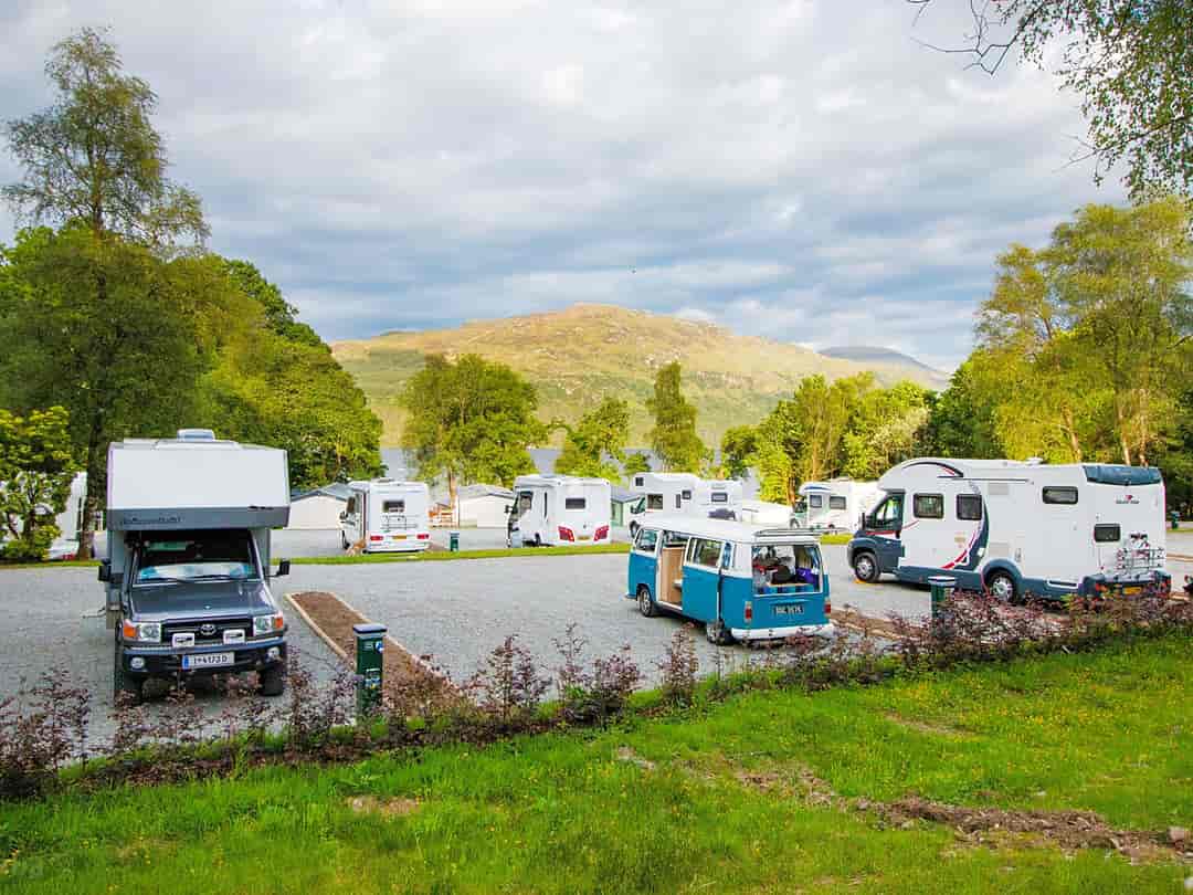 Loch Lomond Holiday Park: View from the touring pitches towards Loch Lomond